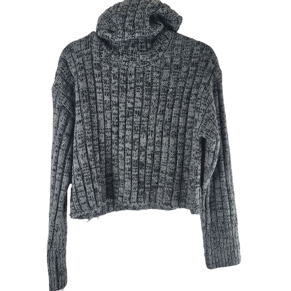 Urban Outfitters Cowl Neck Sweater M Womens Grey Black Long Sleeve Pullover